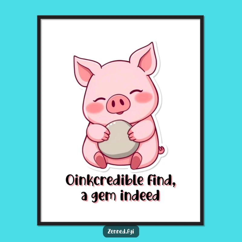 Free Printable Wall Art: Happy Pig with Pebble - Calm, Downloadable Decor