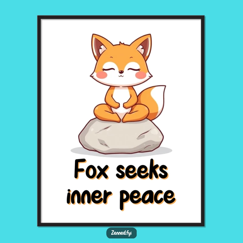 Free Printable Wall Art: Meditating Fox, Zen Downloadable Art