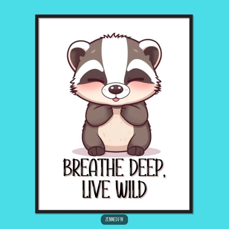 Funny Free Printable Badger Wall Art: Calm Breathing Downloadable Decor for Your Home