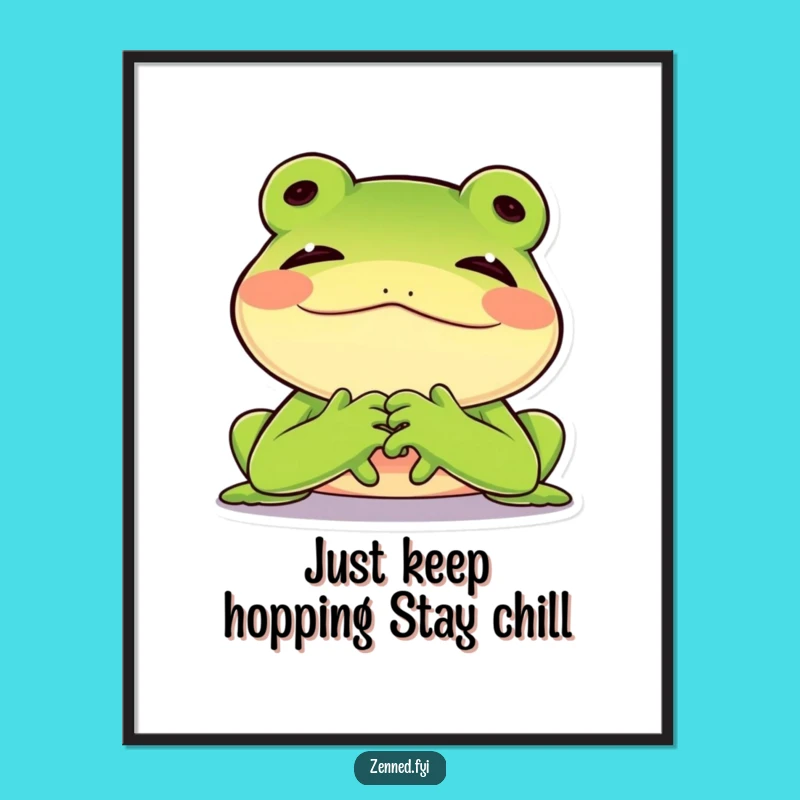 Funny Free Printable Wall Art: Green Frog Sigh, Contented Joy Downloadable Art