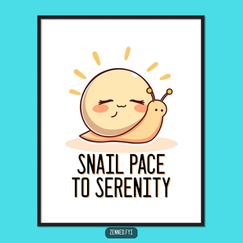 Funny Free Printable Wall Art: Peaceful Snail, Calm Decor, Downloadable Art