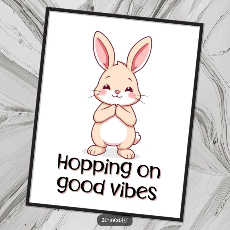 Funny Free Printable Wall Art: A calm rabbit stands with its hands pressed together in a moment of peace.