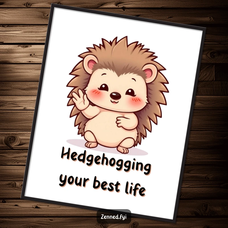 Funny Free Printable Wall Art: A serene hedgehog performing a surprisingly graceful and sassy hand gesture.