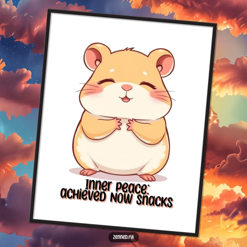 Funny Free Printable Hamster Wall Art: A meditating hamster in perfect pose, bringing hilarious calm to your space.