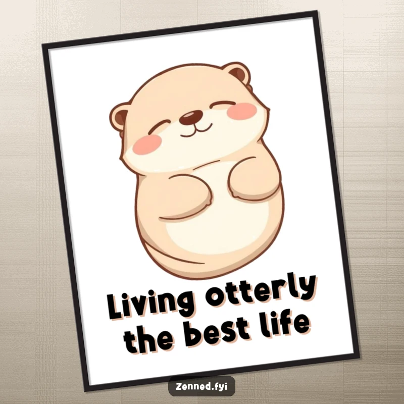 Funny Free Printable Wall Art: A contented otter lies on its back with a huge, peaceful smile.