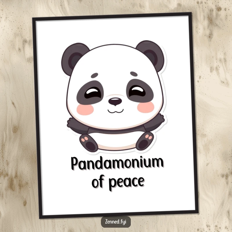Funny Free Printable wall art of a playful panda taking deep, calming breaths with a gentle, happy smile.