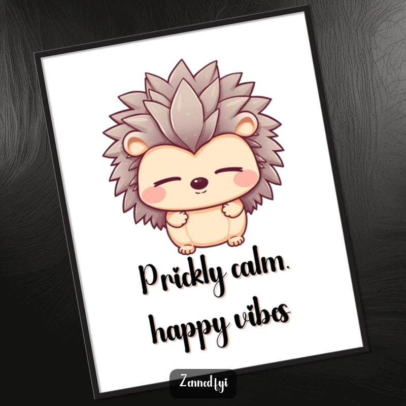 Funny Free Printable Hedgehog Wall Art depicting a peaceful hedgehog with calm, closed eyes, perfect for a serene room.