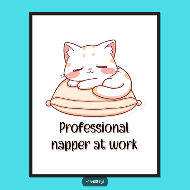 Funny Free Printable Wall Art: Sleeping Cat, Cozy Decor, Downloadable Art