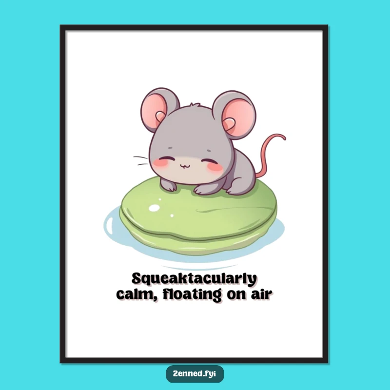Free Printable Wall Art: Relaxed Mouse on Lily Pad - Serene, Downloadable Decor