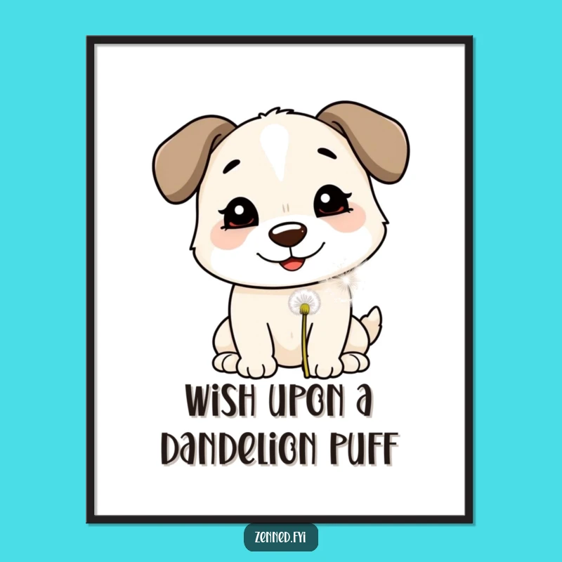 Funny Free Printable Wall Art: Dog Dandelion Wish Humorous Downloadable Decor