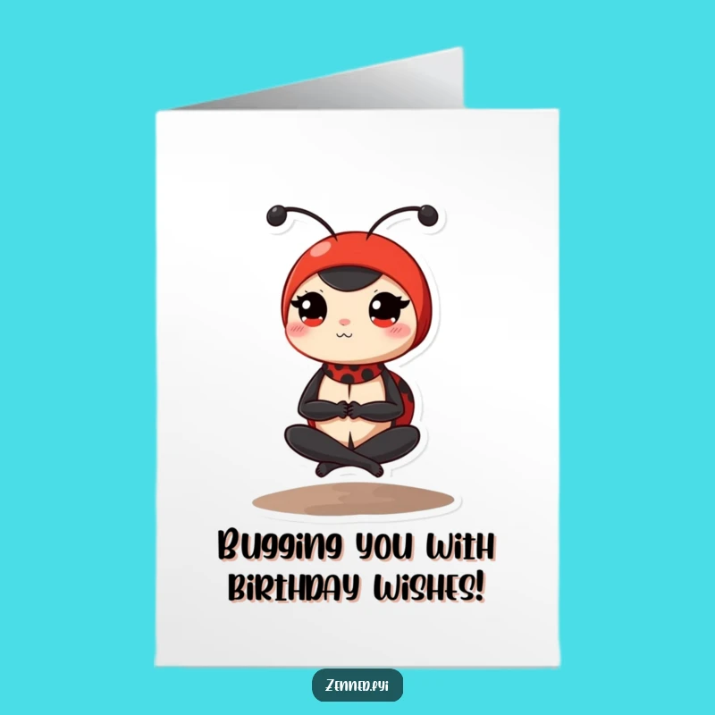 Free Printable Birthday Card: Funny Ladybug Yoga Pose, Best DIY Downloadable Gift