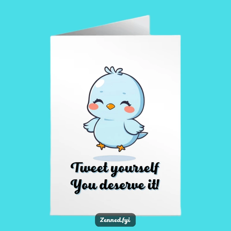 Free Printable Birthday Card: Funny Blue Bird Floating for a Joyful Celebration