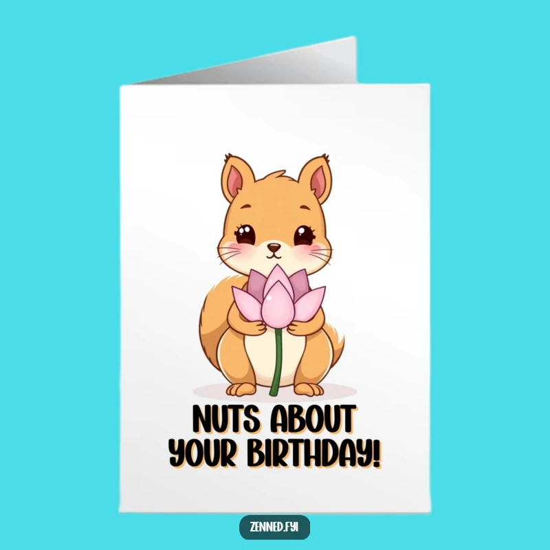 Free Printable Birthday Card: Kawaii Squirrel Lotus Zen Funny Gift