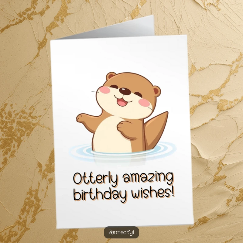 Funny Free Printable Birthday Card featuring a delighted otter floating on its back, radiating pure happiness and birthday cheer.
