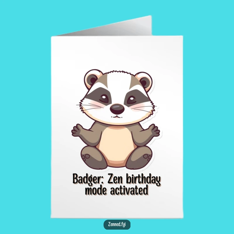 Free Printable Birthday Card: Zen Badger, Calm Meditation Humor, Funny Downloadable Gift