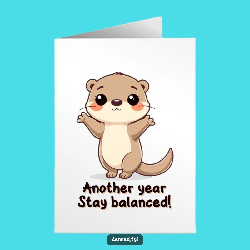 Free Printable Funny Birthday Card: Balancing Otter, Skillful Wishes, Downloadable Gift