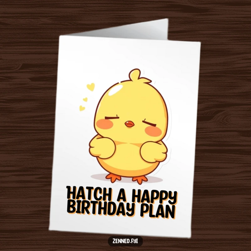 Funny Free Printable Birthday Card featuring a peaceful yellow chick breathing deeply with closed eyes and a serene expression.