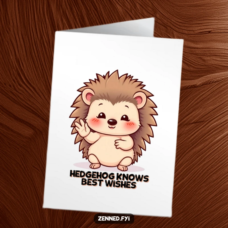 Funny Free Printable Birthday Card: Serene hedgehog doing a sassy hand gesture, ready to celebrate.