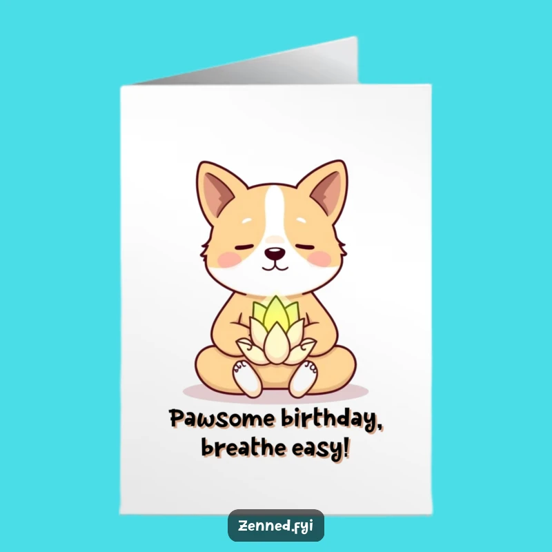 Free Printable Dog Birthday Card: Funny Meditating Pup Downloadable Gift for Zen Lovers