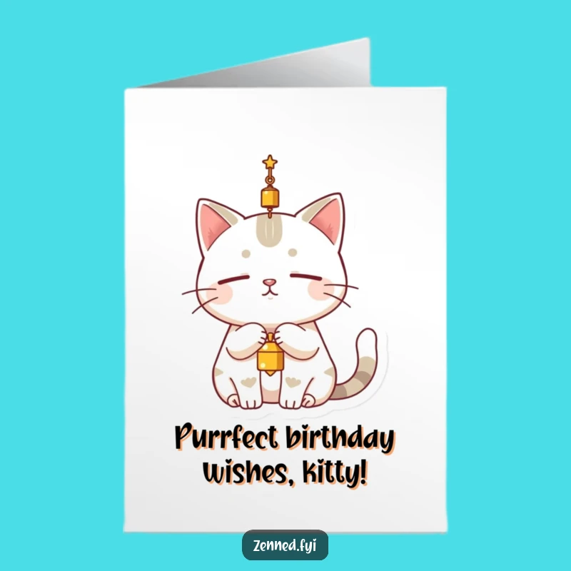 Free Printable Birthday Card: Cat with Bell, Still Funny Downloadable Gift!