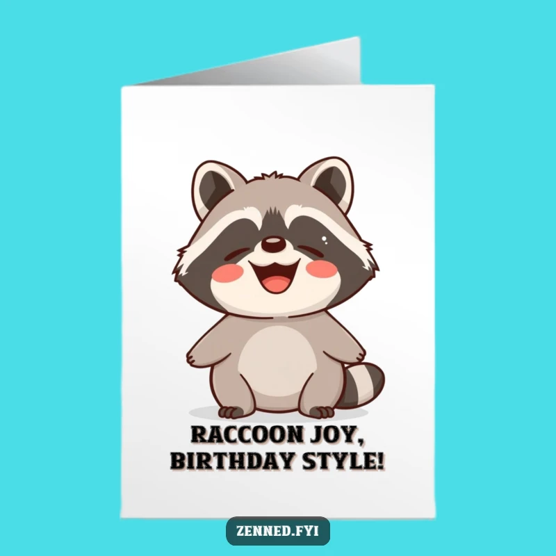 Free Printable Birthday Card: Calm Raccoon Vibes, Funny Downloadable Gift