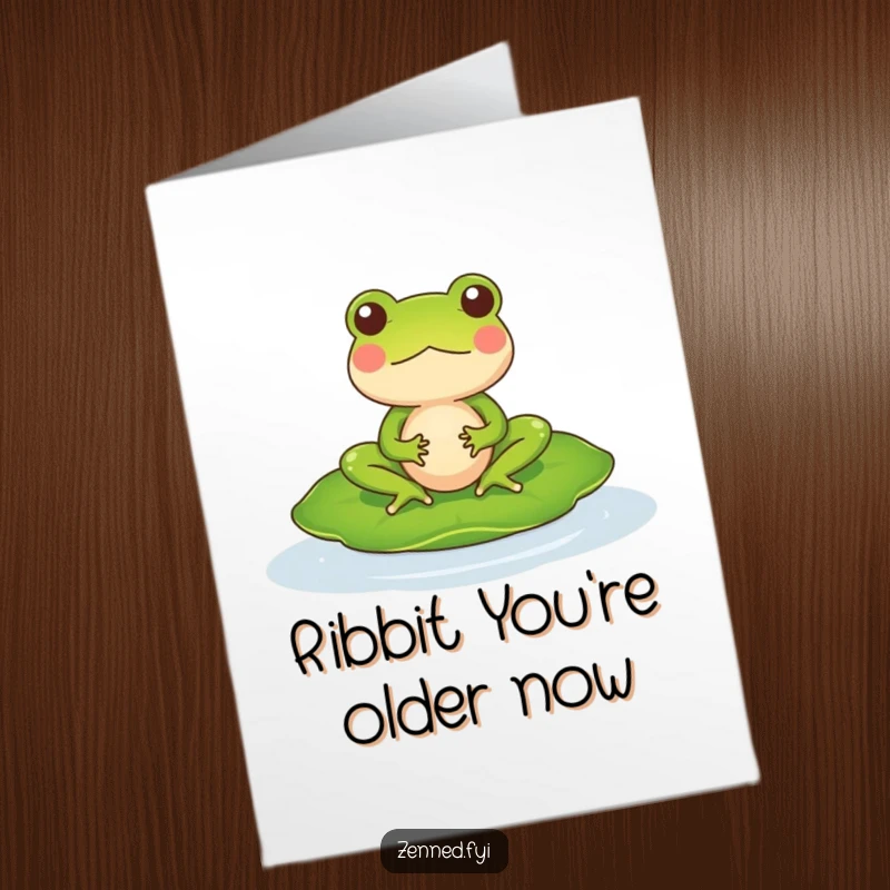 Funny Free Printable Birthday Card featuring a serene frog meditating on a lily pad, radiating peace and humor for your DIY gift.