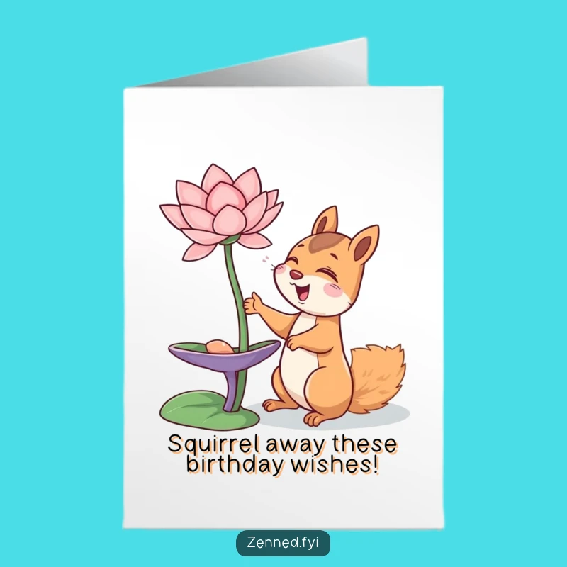 Free Printable Squirrel Birthday Card: Giggles & Lotus, Funny Downloadable Gift for Joyful Souls