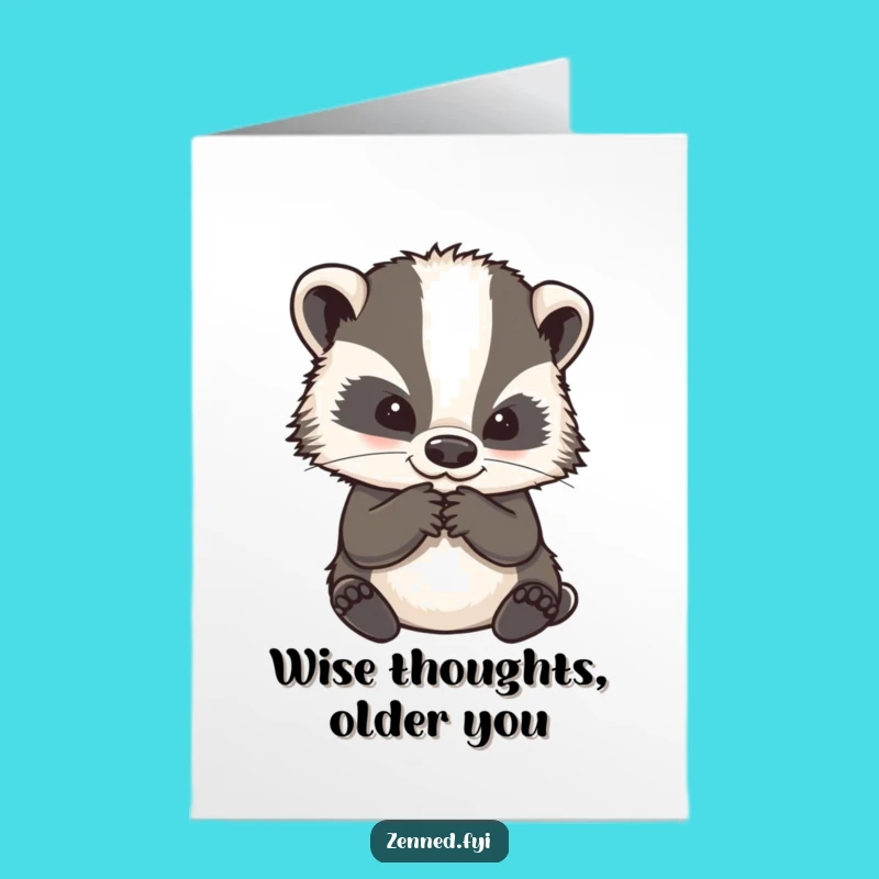 Free Printable Birthday Card: Wise Badger Contemplating Life's Mysteries - Funny Downloadable Gift