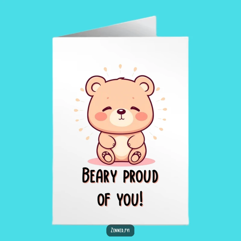 Free Printable Congrats Card: Calm Kawaii Bear Peaceful Funny Downloadable