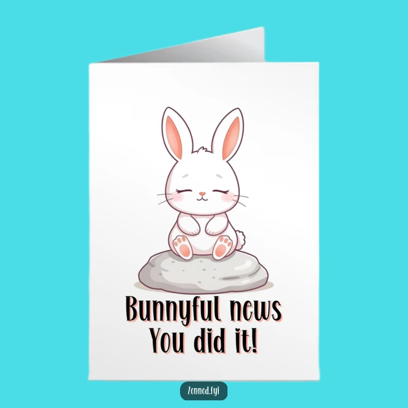 Free Printable Congrats Card: Zen White Rabbit to Celebrate Triumphs Calmly