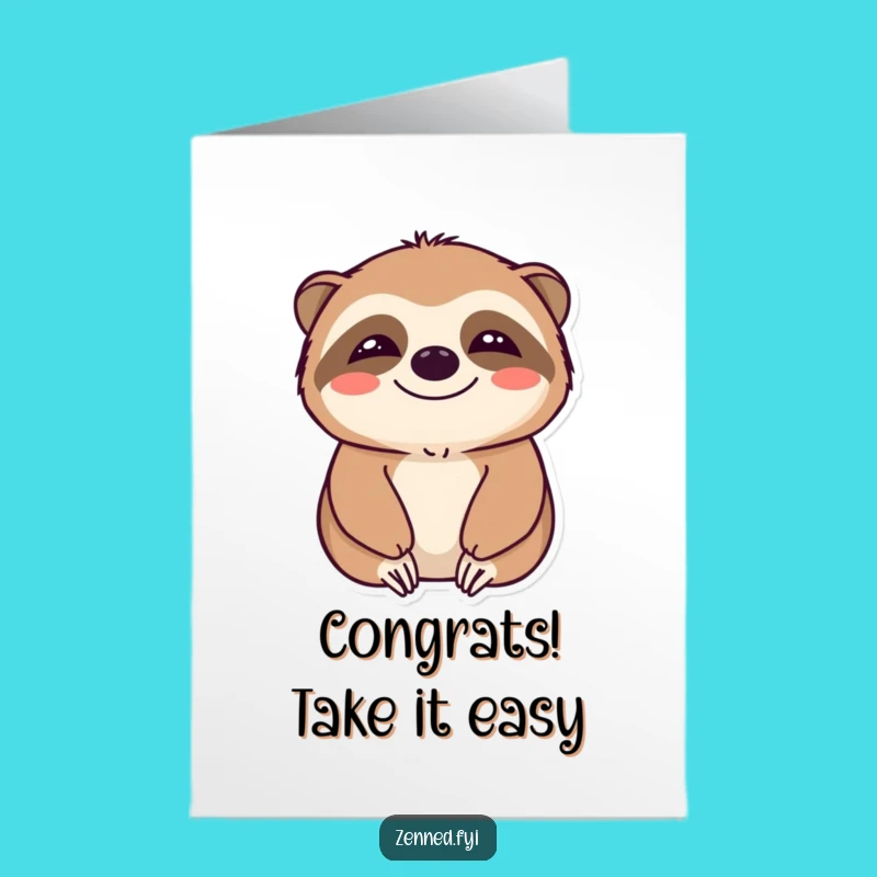 Free Printable Sloth Congrats Card: Chill Humor Downloadable for Achievements