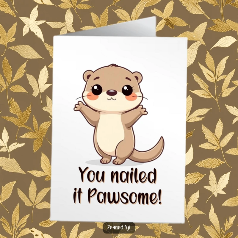 Funny Free Printable Congratulations Card featuring an otter balancing on one paw, celebrating success with skill and humor for your DIY gift.