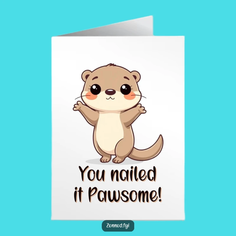 Free Printable Congrats Card: Balancing Otter, Impressive Feat, Downloadable Gift