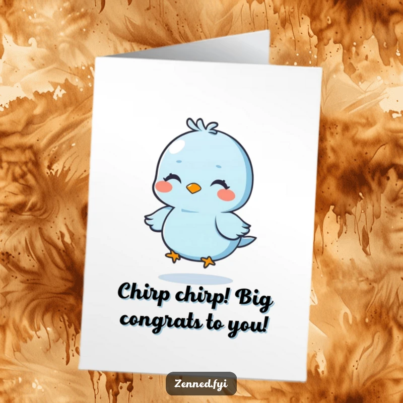 Funny Free Printable Congratulations Card showing a happy blue bird floating mid-air, perfect for celebrating success with humor.