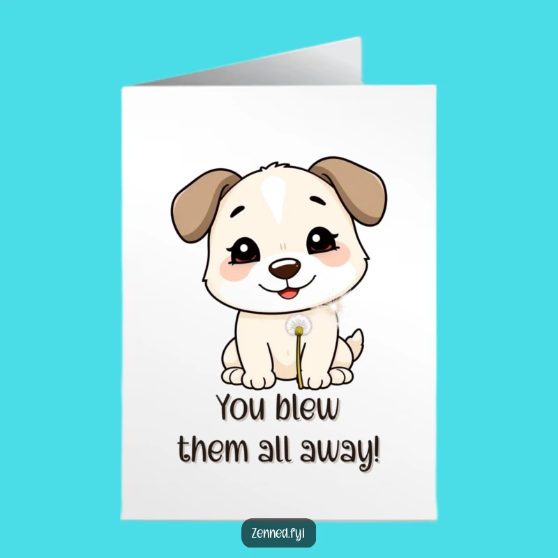 Free Printable Congrats Card: Dog Dandelion Wish Humorous Digital Download