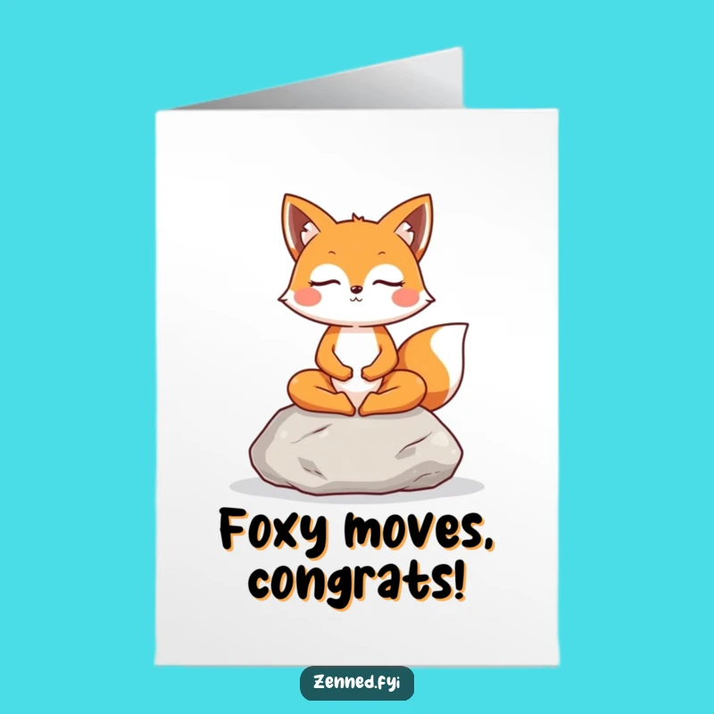 Free Printable Congrats Card: Meditating Fox, Serene Downloadable