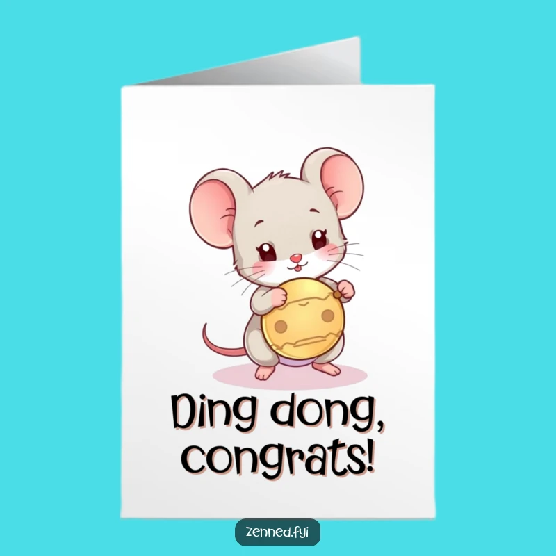 Free Printable Congrats Card: Mouse Gonging Your Victory - Fun Downloadable Gift