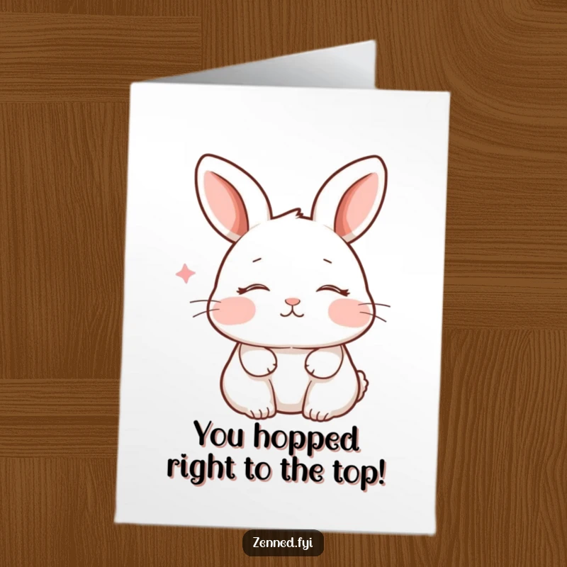 Funny Free Printable Congrats Card: Peaceful rabbit breathes with a faint smile, conveying calm congratulations, downloadable humor.