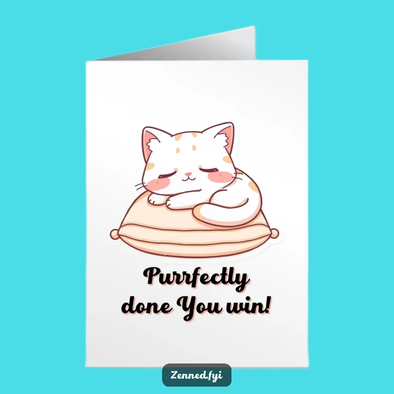 Free Printable Congrats Card: Sleeping Cat, Restful Achievement, Downloadable Gift