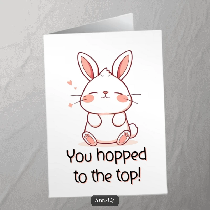 Funny Free Printable Congratulations Card: A kawaii bunny breathing deeply with a tranquil face, conveying calm congratulations for their success.
