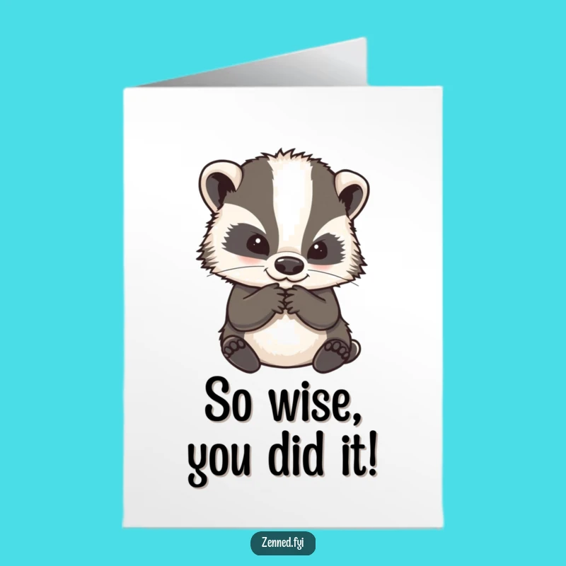 Free Printable Congrats Card: Wise Badger Ponders Your Success - Funny Downloadable Gift