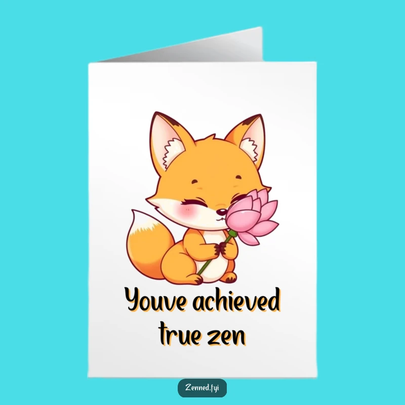 Free Printable Congrats Card: Zen Fox & Lotus - Serene DIY Celebration