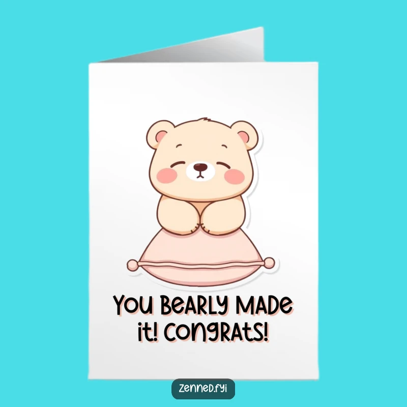 Free Printable Congratulations Card: Zen Bear Floating - Humorous Downloadable Achievement Gift