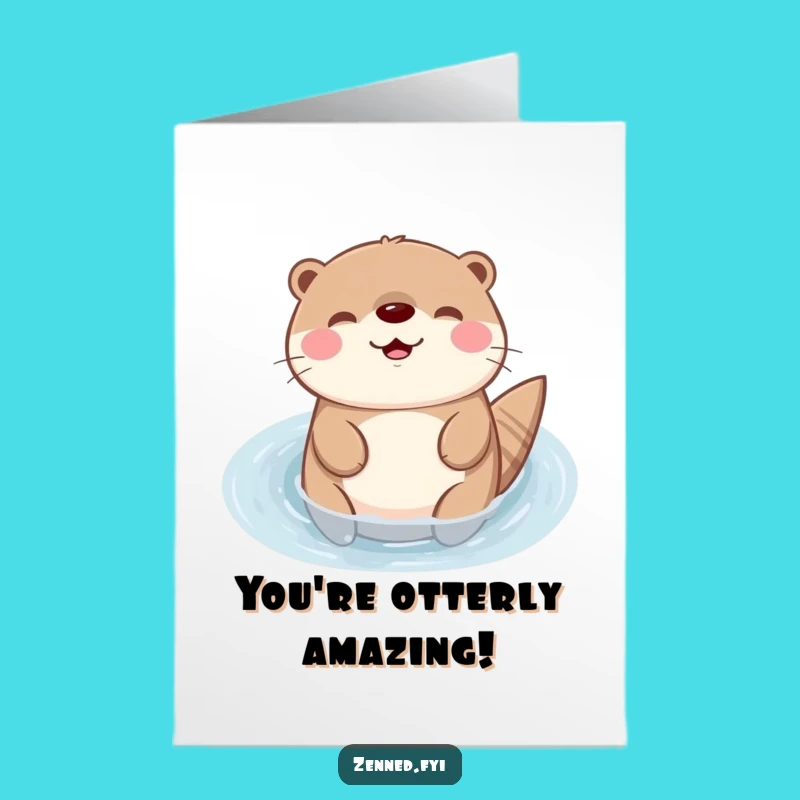 Free Printable Kawaii Otter Congrats Card: Joyful Aquatic Celebration Downloadable Gift