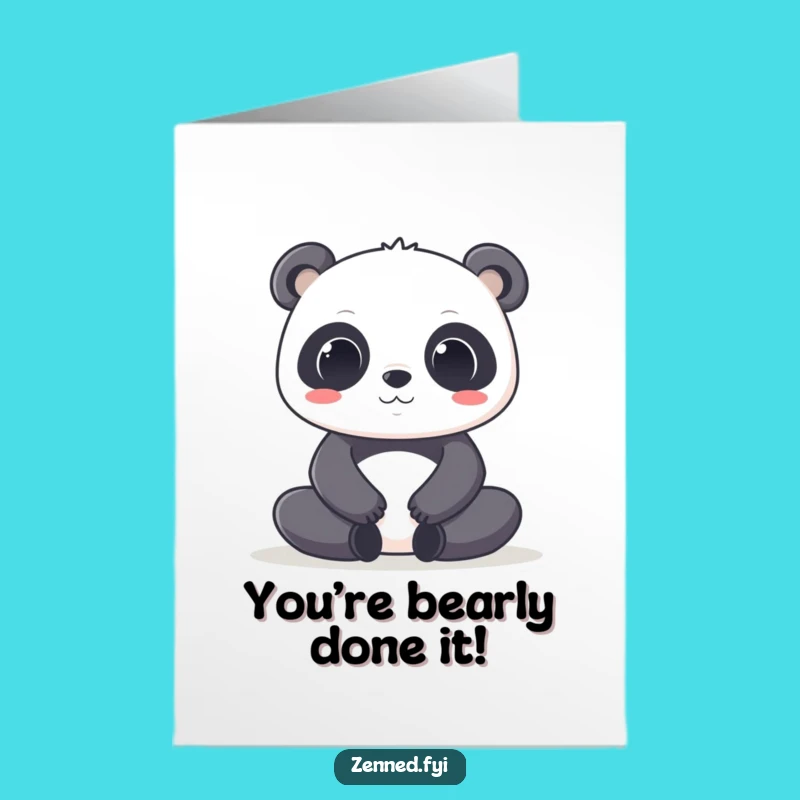 Free Printable Kawaii Panda Congrats Card: Yoga Calm, Funny Download