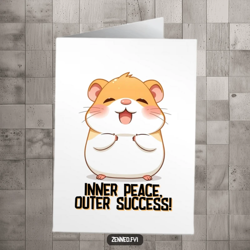 Funny Free Printable Congrats Card: Giggling hamster achieving inner peace, perfect for celebrating any achievement with humor.