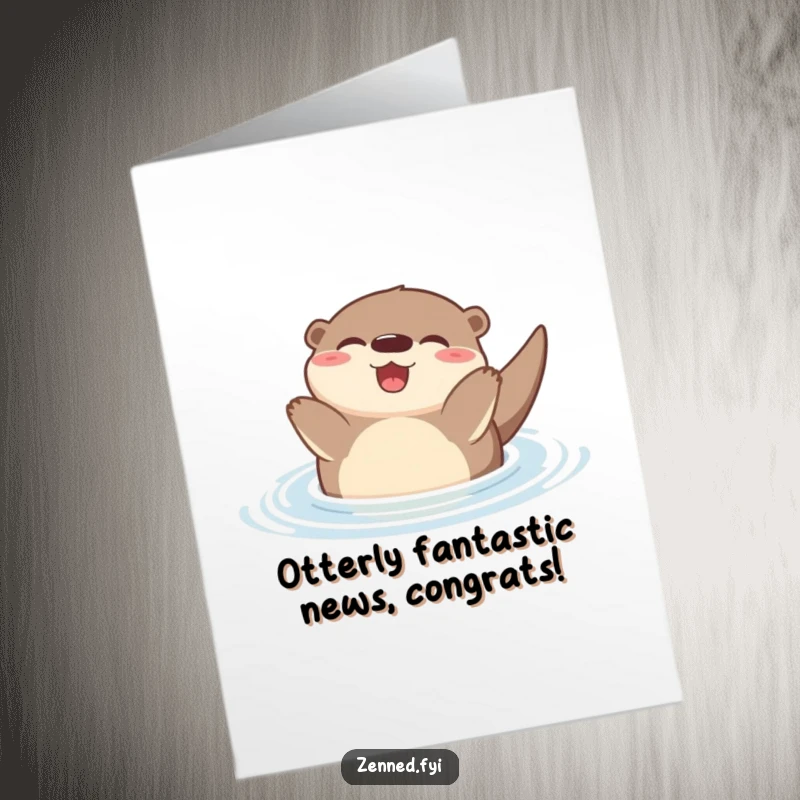 Funny Free Printable Otter Congratulations Card: A joyful otter floating on its back, celebrating success with pure happiness, downloadable gift.