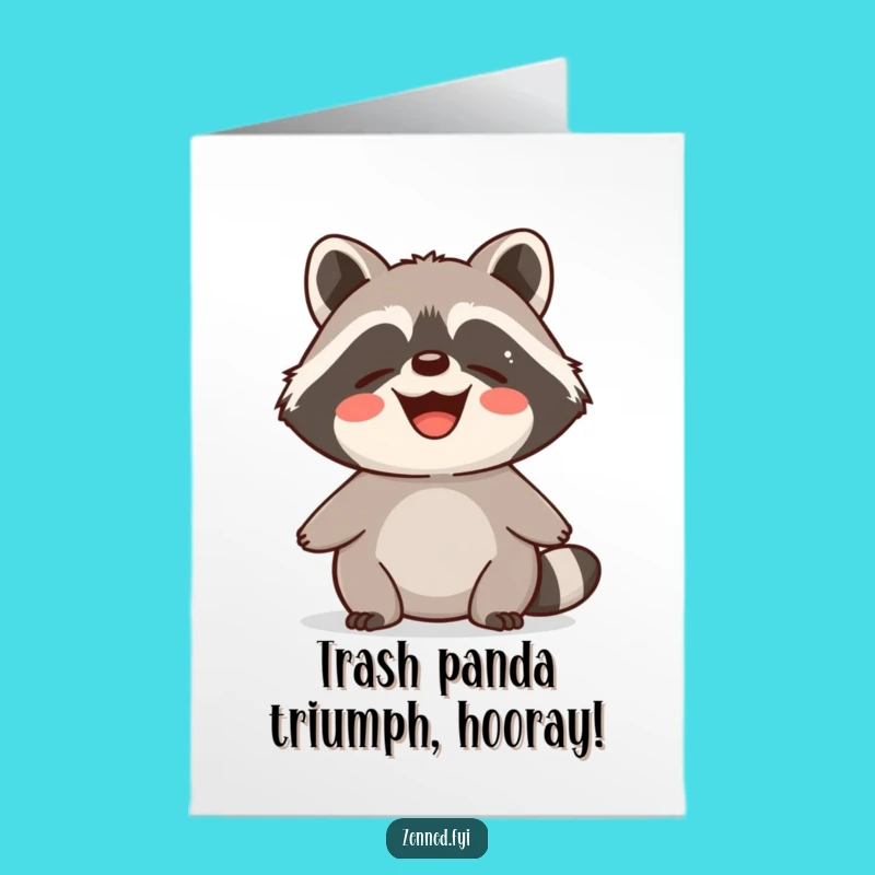 Free Printable Congrats Card: Calm Raccoon, Funny Downloadable Gift for Any Win
