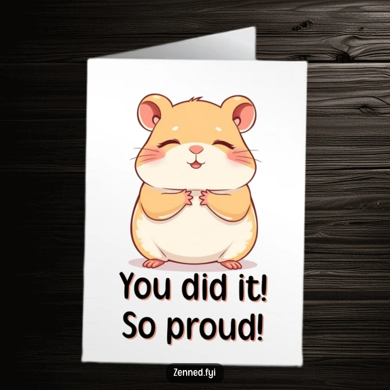 Funny Free Printable Congrats Card: Meditating hamster in perfect pose, a hilarious downloadable for well-deserved congrats.