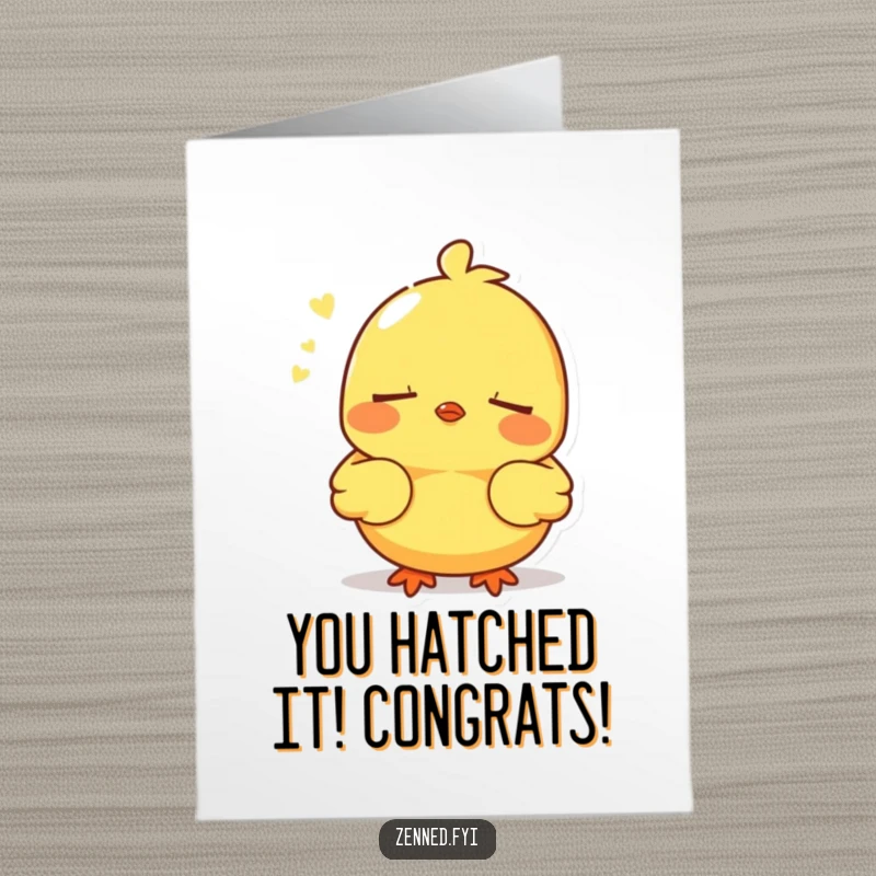 Funny Free Printable Congratulations Card showing a peaceful yellow chick breathing deeply, perfect for celebrating wins with humor.